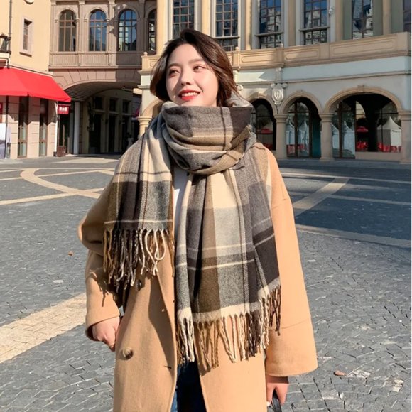 Classic Plaid Pattern Pashmina Winter Scarf/Shawl/Wrap - Picture 3 of 8